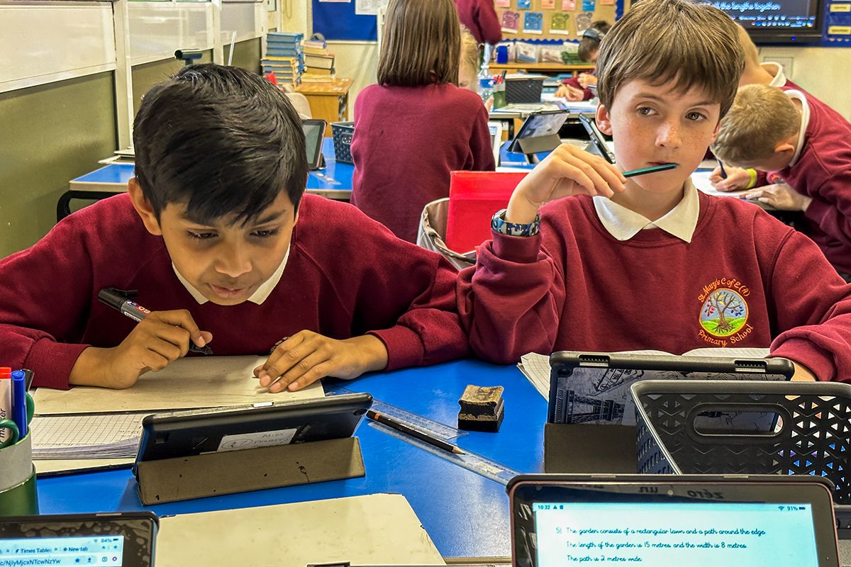 St Mary's Primary School, Chipping Norton - twoo boys doing maths